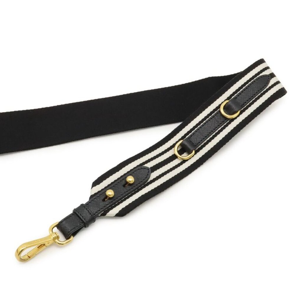 Prada Canapa Tote Bag 2-Way Shoulder Bag Striped Shoulder Canvas Nero Black - Picture 8 of 8